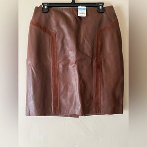 J. McLaughlin Rich Brown Leather Midi Skirt